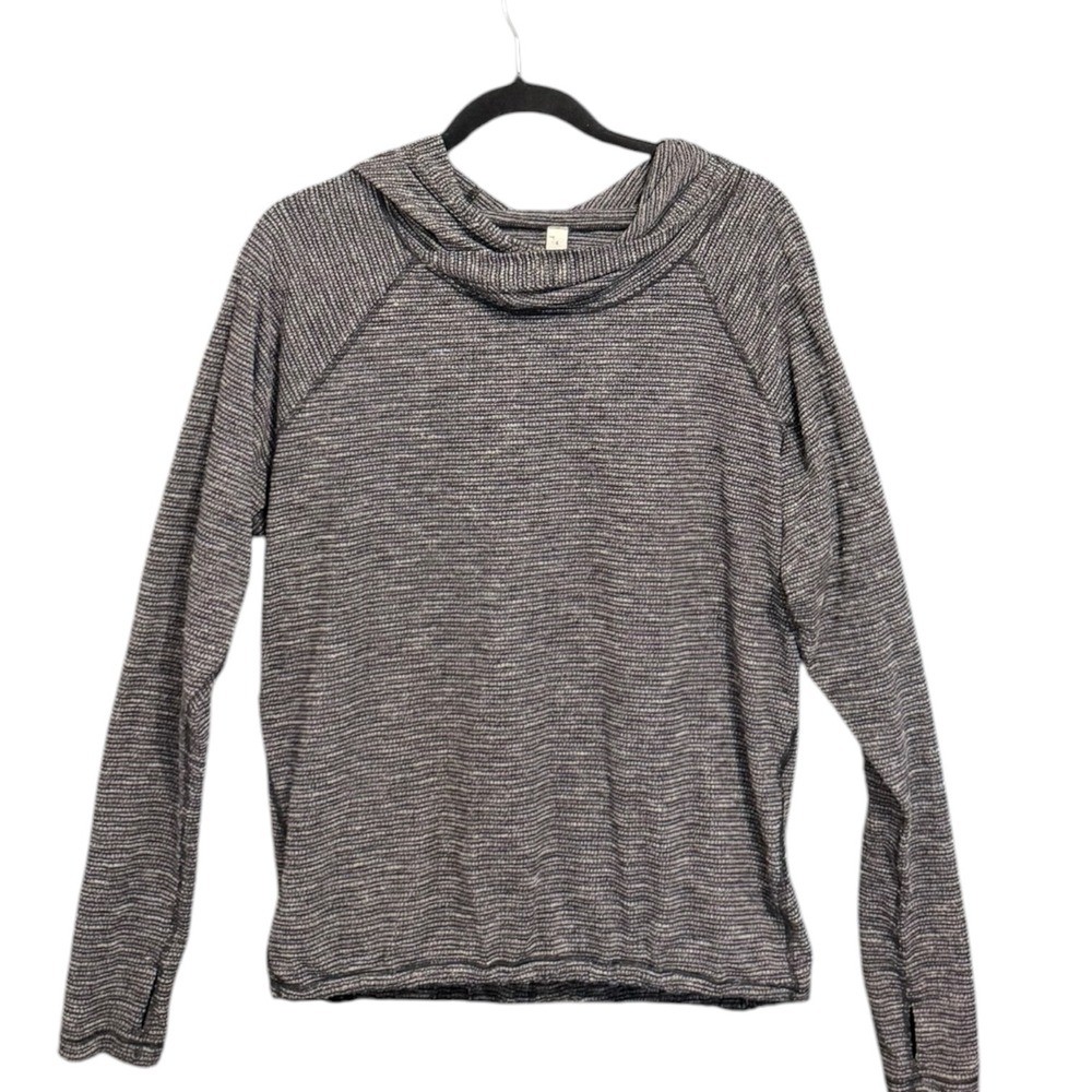 Lululemon Grey Space Dye Cowl Neck Hoodie Long Sleeve Thumbholes Size 4 (flaw)